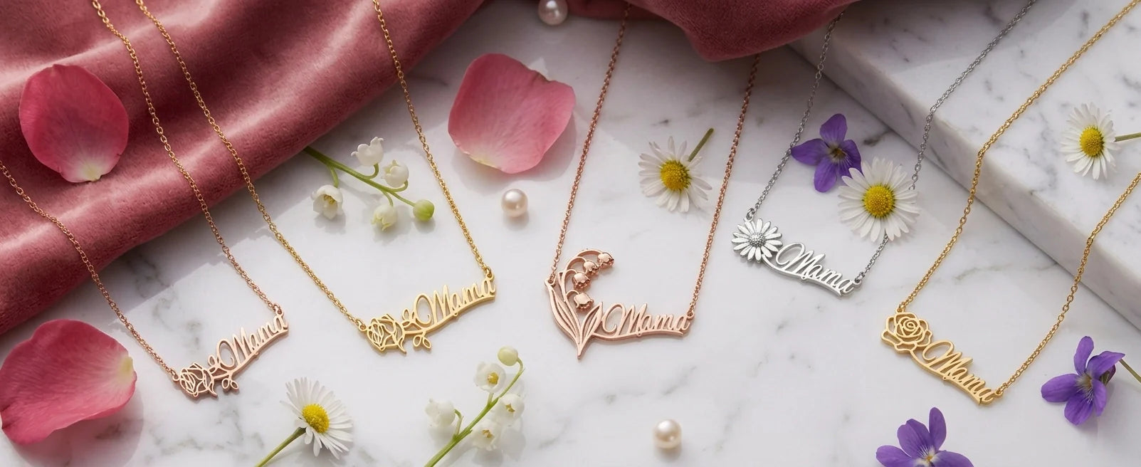 Custom Name Necklace With Birth Flower