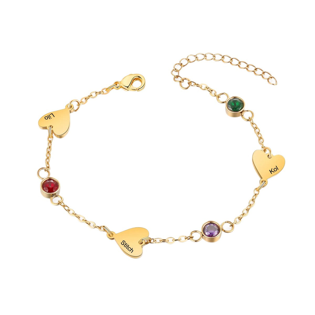 custom bracelet, name bracelet, birthstone bracelet