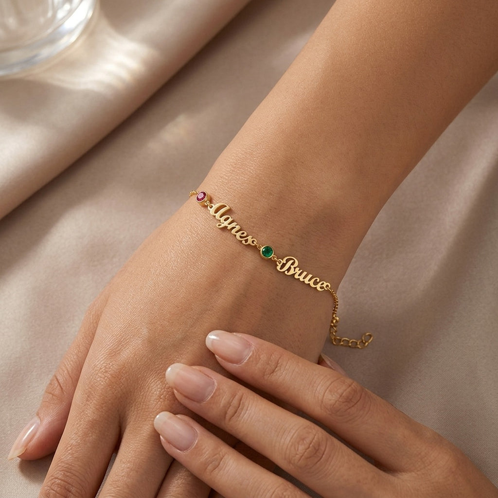 Custom Birthstone Name Bracelet #Tagonix1535