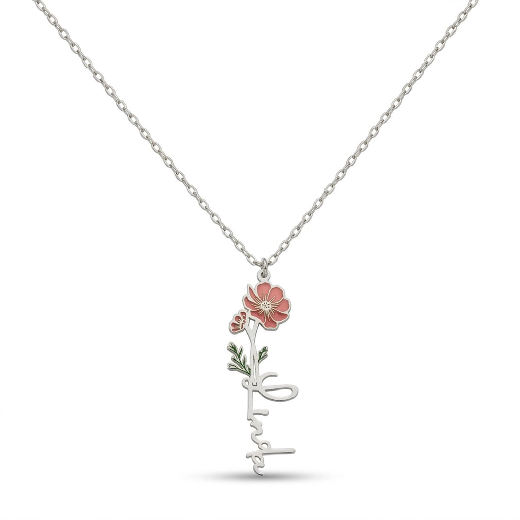 personalized necklace. personalized name necklace, birth flower necklace