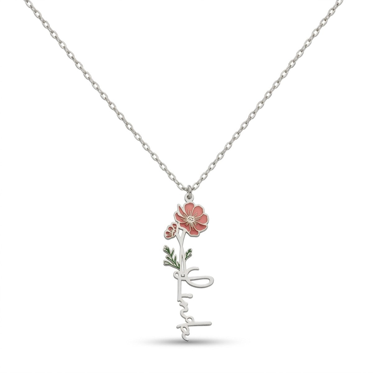 personalized necklace. personalized name necklace, birth flower necklace