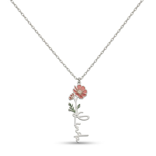 personalized necklace. personalized name necklace, birth flower necklace