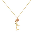 custom necklace, birth flower name necklace, birth flower necklace
