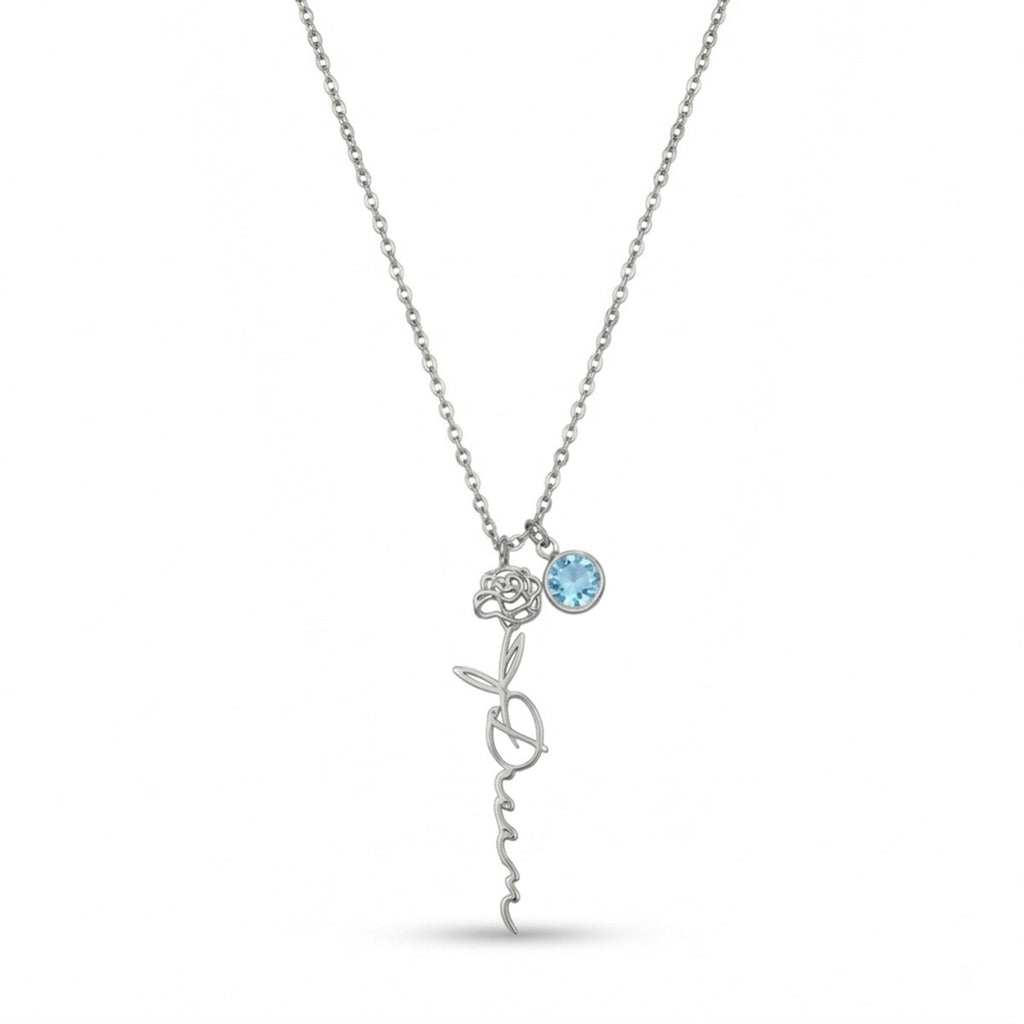 personalized necklace. personalized name necklace, birth flower necklace