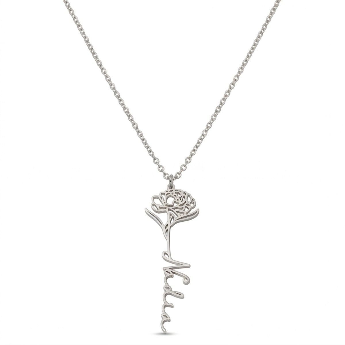 personalized necklace. personalized name necklace, birth flower necklace