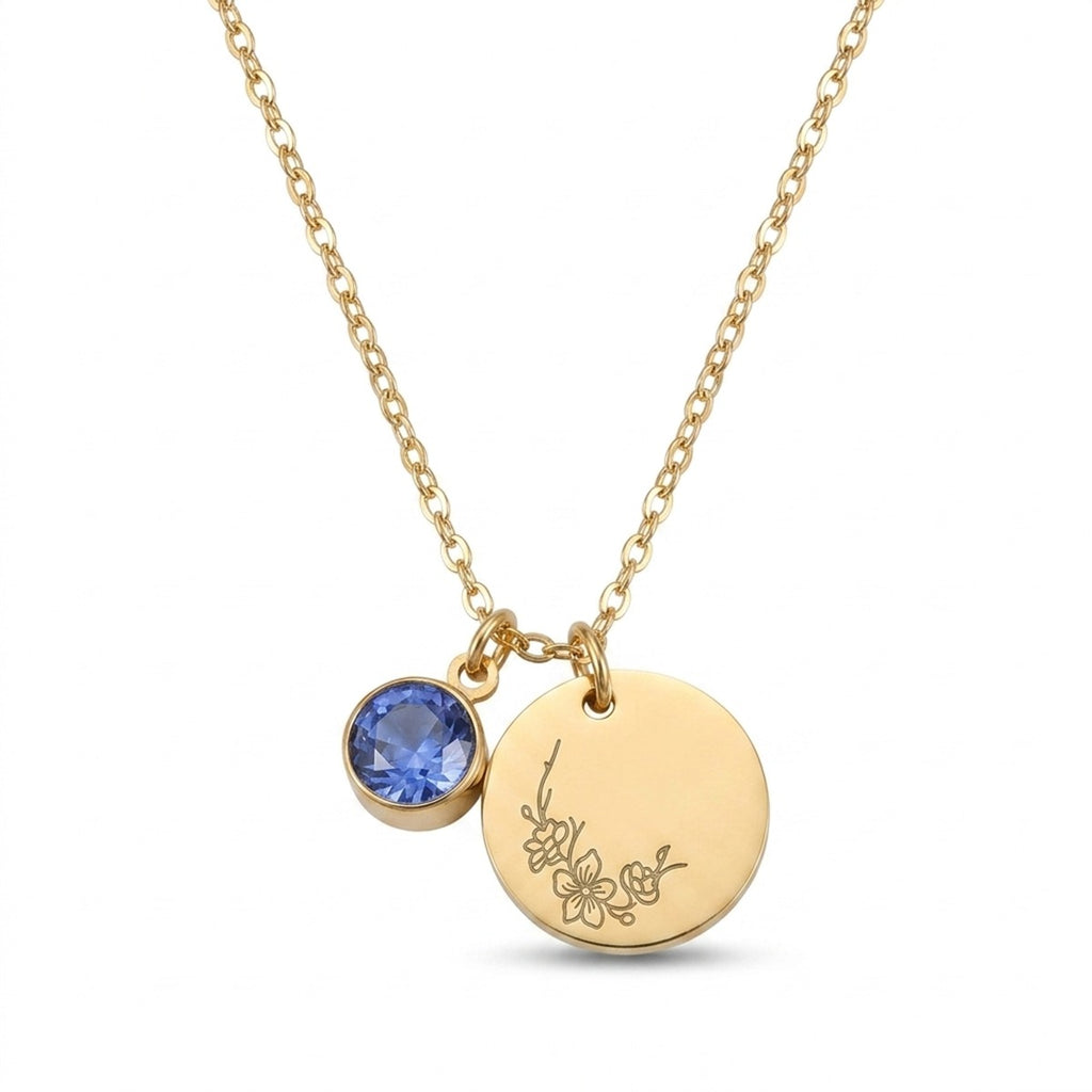 birth flower necklace, necklace, birth flower