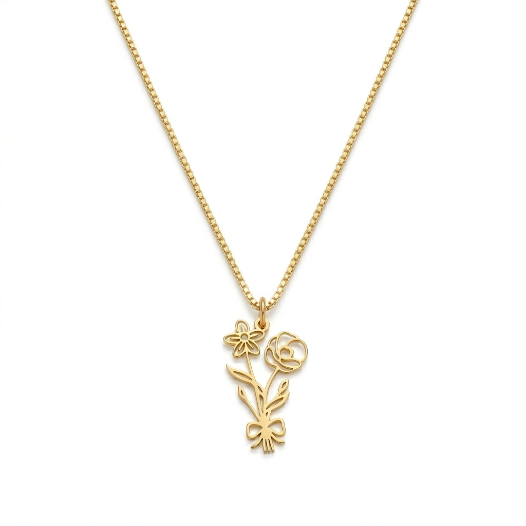 Personalized Multiple Birth Flower Necklace - Custom Jewelry - Gold/Silver/Rose Gold - Gift For Mom/Grandma/Girlfriend - #Tagonix118